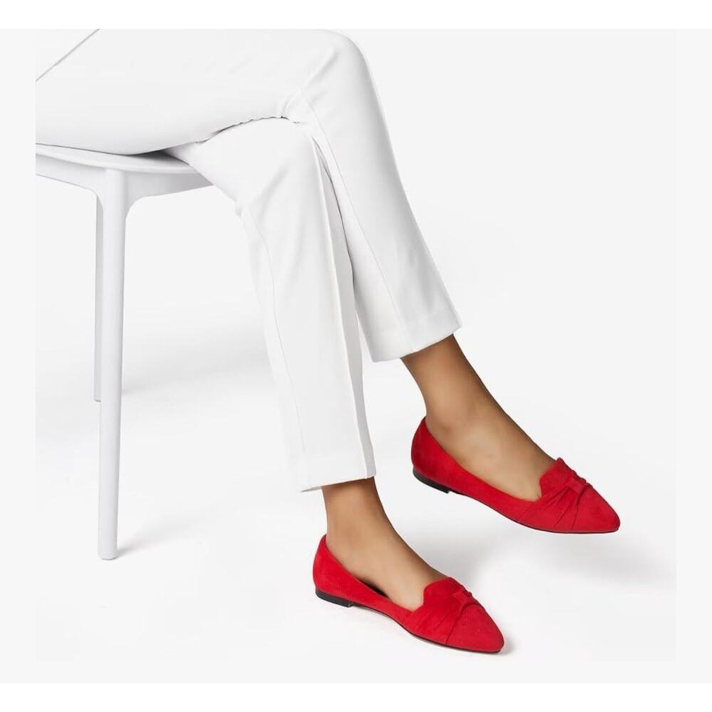 12663 NEW Musshoe Flats Women Comfortable Flats Pointed Toe Red Suede Size 8